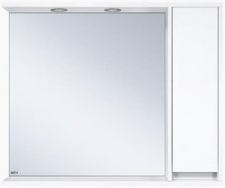 Зеркало Алиса -100 белое с 1 шкафчиком правое