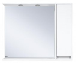 Зеркало Алиса -90 белое с 1 шкафчиком правое